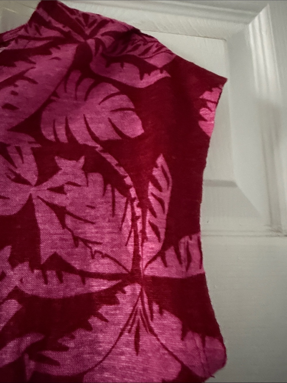 Cynthia Rowley Berry and Pink Tropical-Print Short Sleeve Top - Picture 3 of 5